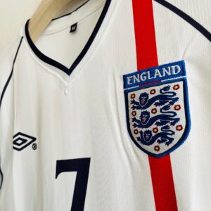 2001-02 England Home Jersey - David Beckham Embroidered Edition