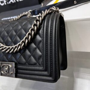 Chanel Boy Black Sliver Hardware Woman’s 20cm