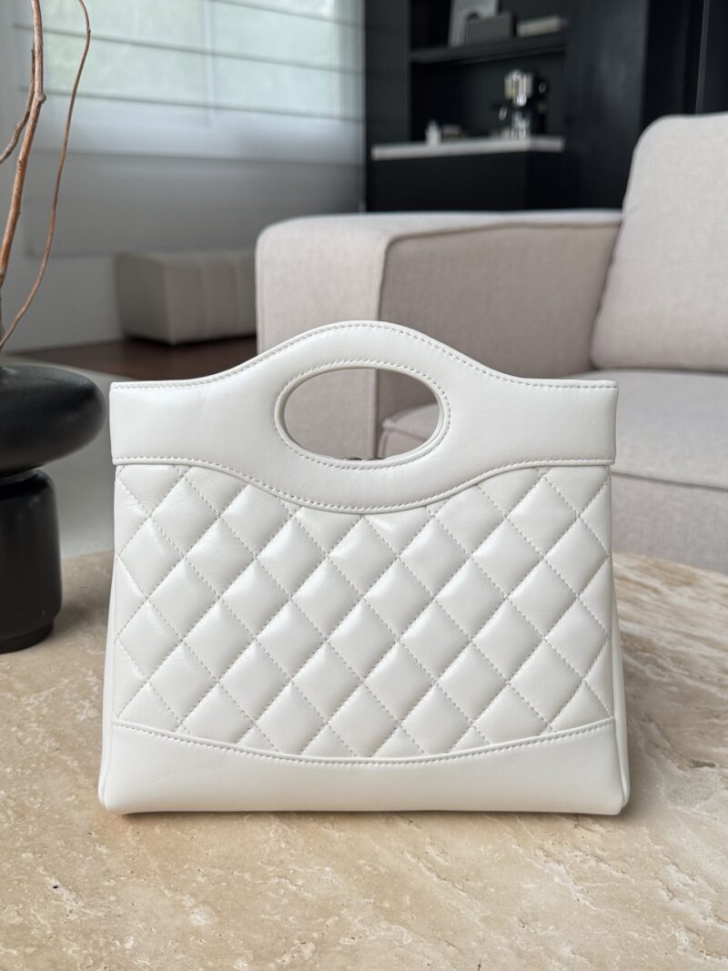 Chanel Quilted Lambskin Shopping Bag In white
