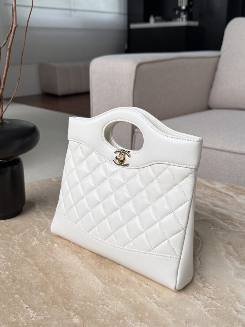 Chanel Quilted Lambskin Shopping Bag In white