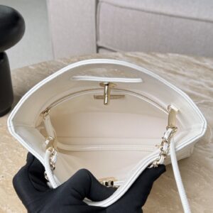 Chanel Quilted Lambskin Shopping Bag In white