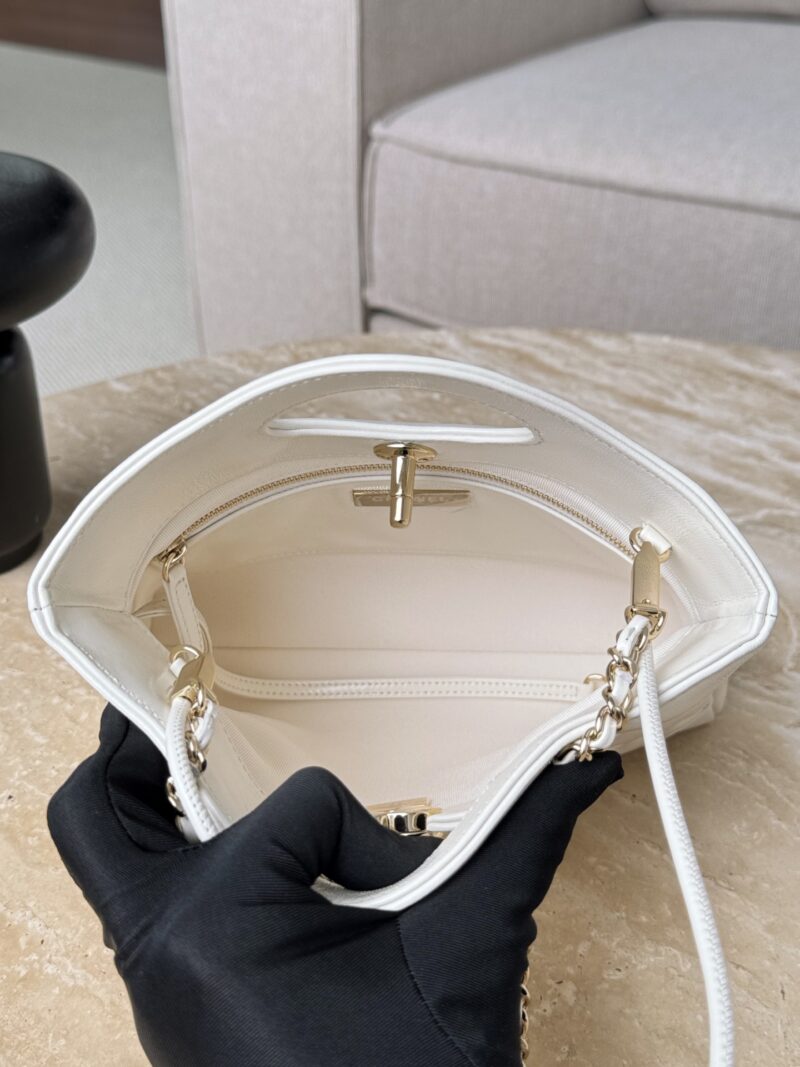 Chanel Quilted Lambskin Shopping Bag In white