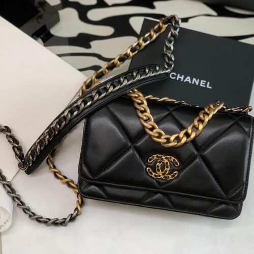 IMG_6980 Chanel 19 wallet on chain in shiny lambskin
