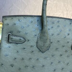 HERMES BIRKIN 30CM KHAKI OSTRICH LEATHER SILVER HARDWARE