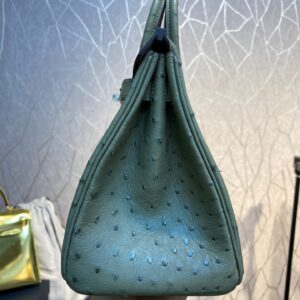 HERMES BIRKIN 30CM KHAKI OSTRICH LEATHER SILVER HARDWARE