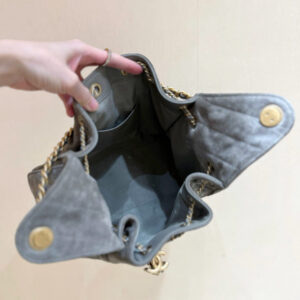 CHANEL 25 HANDBAG IN GREY 30 SUEDE GOLD HARDWARE