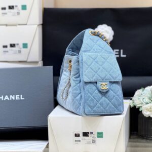 CHANEL 25 SMALL IN BLUE 30 DENIM GOLD HARDWARE