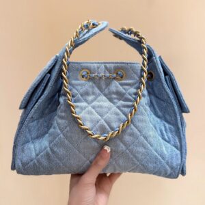 CHANEL 25 SMALL IN BLUE 30 DENIM GOLD HARDWARE