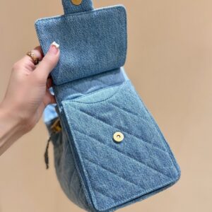 CHANEL 25 SMALL IN BLUE 30 DENIM GOLD HARDWARE