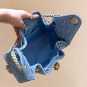 CHANEL 25 SMALL IN BLUE 30 DENIM GOLD HARDWARE