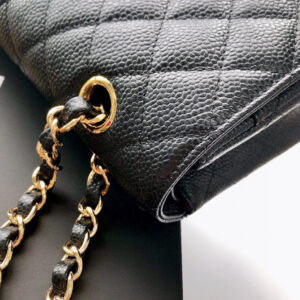 CHANEL FLAP BAG 25 IN BLACK CAVIAR LEATHER GOLD HARDWARE