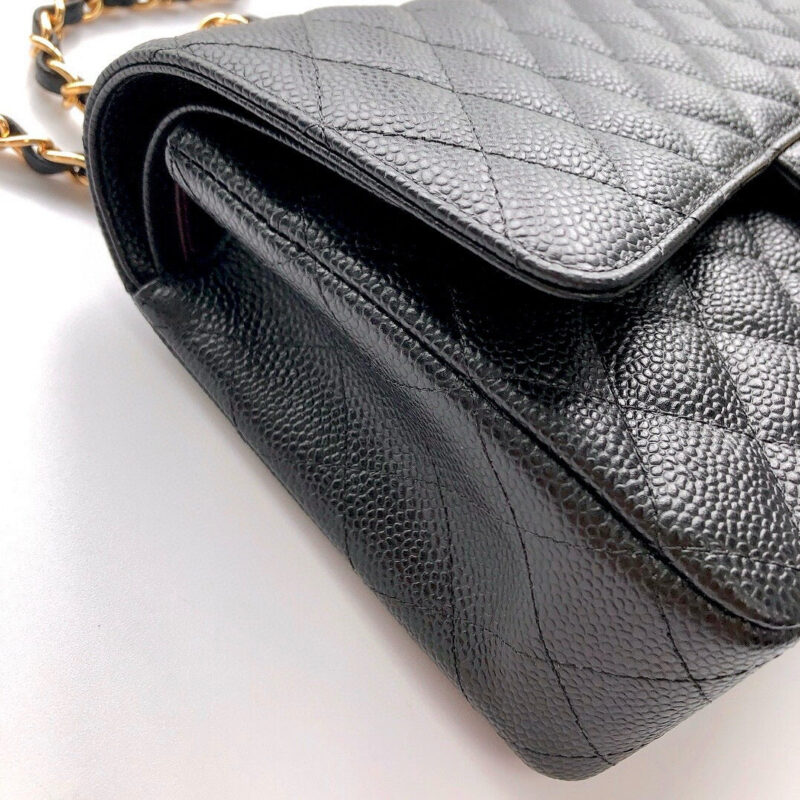CHANEL FLAP BAG 25 IN BLACK CAVIAR LEATHER GOLD HARDWARE