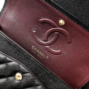 CHANEL FLAP BAG 25 IN BLACK CAVIAR LEATHER GOLD HARDWARE