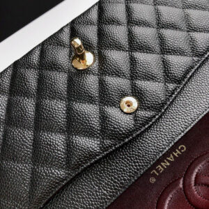 CHANEL FLAP BAG 25 IN BLACK CAVIAR LEATHER GOLD HARDWARE