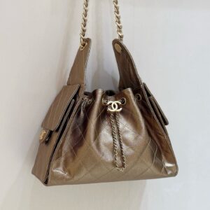 CHANEL 25 HANDBAG 30 IN GOLDEN BROWN WITH GOLD HARDWARE