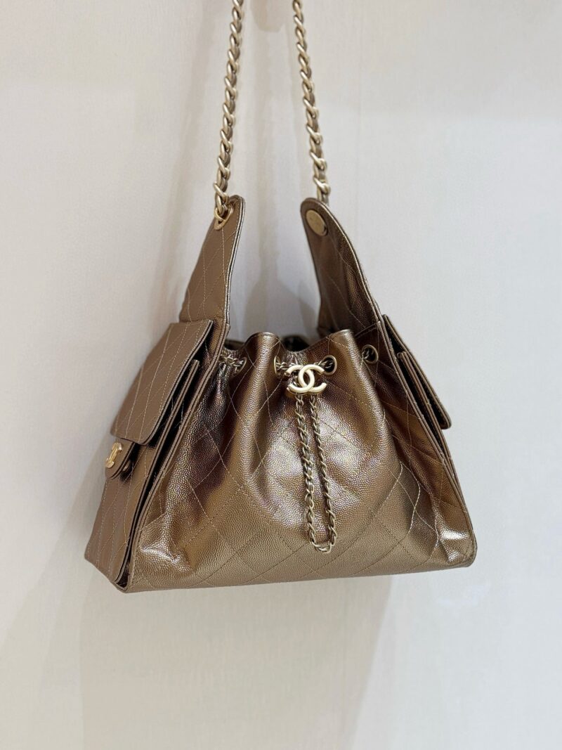 CHANEL 25 HANDBAG 30 IN GOLDEN BROWN WITH GOLD HARDWARE