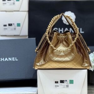 CHANEL 25 HANDBAG 30 IN GOLDEN BROWN WITH GOLD HARDWARE