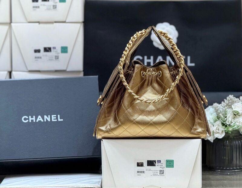 CHANEL 25 HANDBAG 30 IN GOLDEN BROWN WITH GOLD HARDWARE