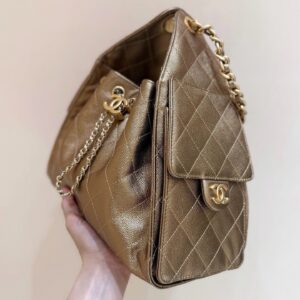 CHANEL 25 HANDBAG 30 IN GOLDEN BROWN WITH GOLD HARDWARE