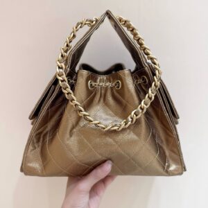 CHANEL 25 HANDBAG 30 IN GOLDEN BROWN WITH GOLD HARDWARE