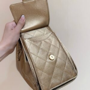 CHANEL 25 HANDBAG 30 IN GOLDEN BROWN WITH GOLD HARDWARE
