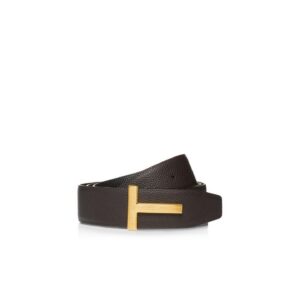 TOM FORD Grain Leather Ridge Buckle T Belt