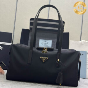 Prada brand black large leather handbag GF564