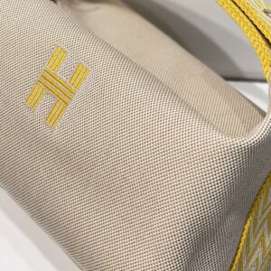 Hermes Bride A Brac PM Clutch Bag Yellow Fabric 12x20x10cm