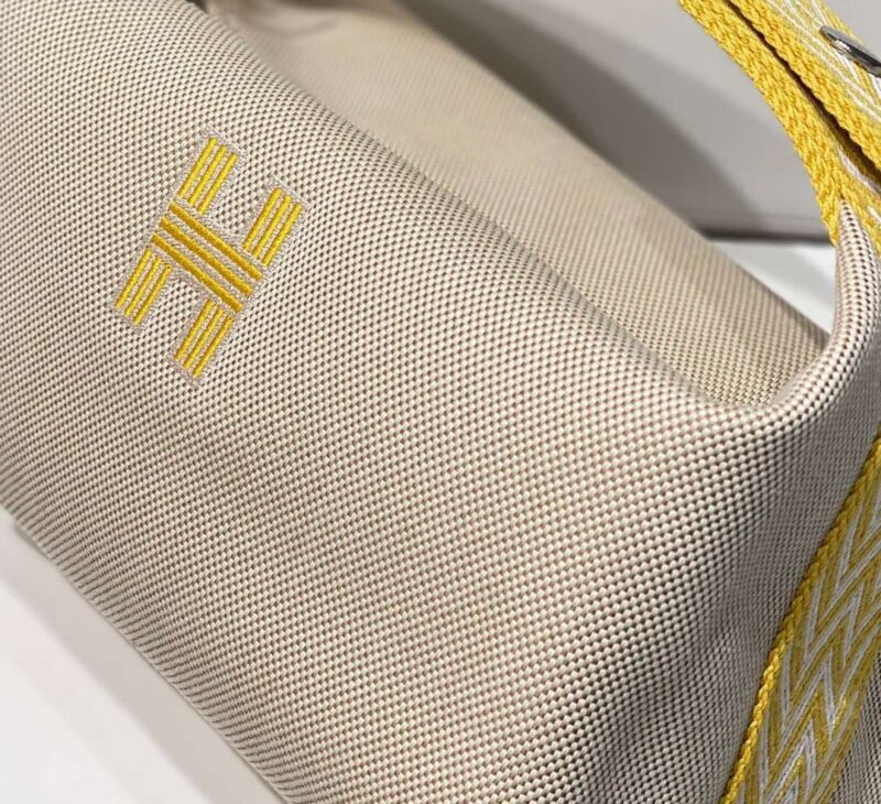 Hermes Bride A Brac PM Clutch Bag Yellow Fabric 12x20x10cm