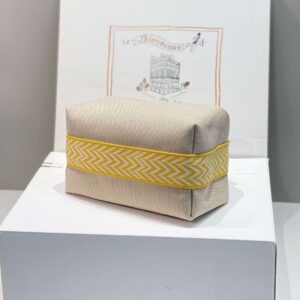 Hermes Bride A Brac PM Clutch Bag Yellow Fabric 12x20x10cm