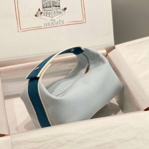 Hermes Bride A Brac PM Woman’s Clutch Bag Blue Handbags 12x20x10cm