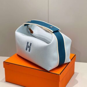 Hermes Bride A Brac PM Woman’s Clutch Bag Blue Handbags 12x20x10cm