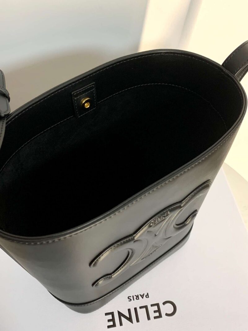 Celine Small Bucket Cuir Triomphe Handbag Black Bucket Shape 30x22x12cm