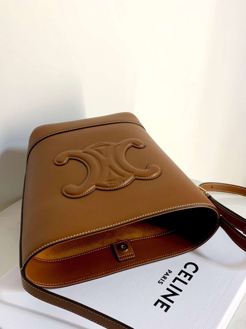 Celine Small Bucket Cuir Triomphe Brown Bucket Handbag 30x22x12cm