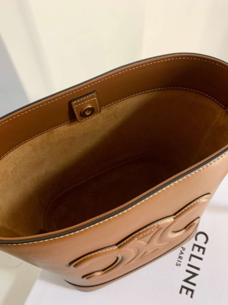 Celine Small Bucket Cuir Triomphe Brown Bucket Handbag 30x22x12cm
