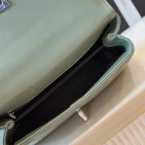 Chanel Coco V-shaped Pattern Replica 11 Handbag Green With Silver Lock 25cm
