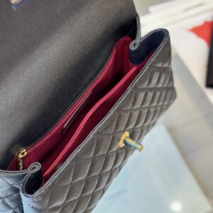 Chanel Handbag Coco Lock Gold Lizard Skin Black 24cm