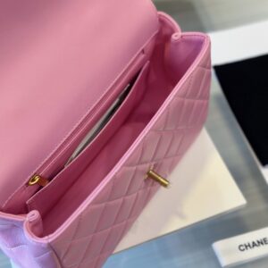 Chanel Coco Mini Handbags Pink With Lock Gold 22x21cm