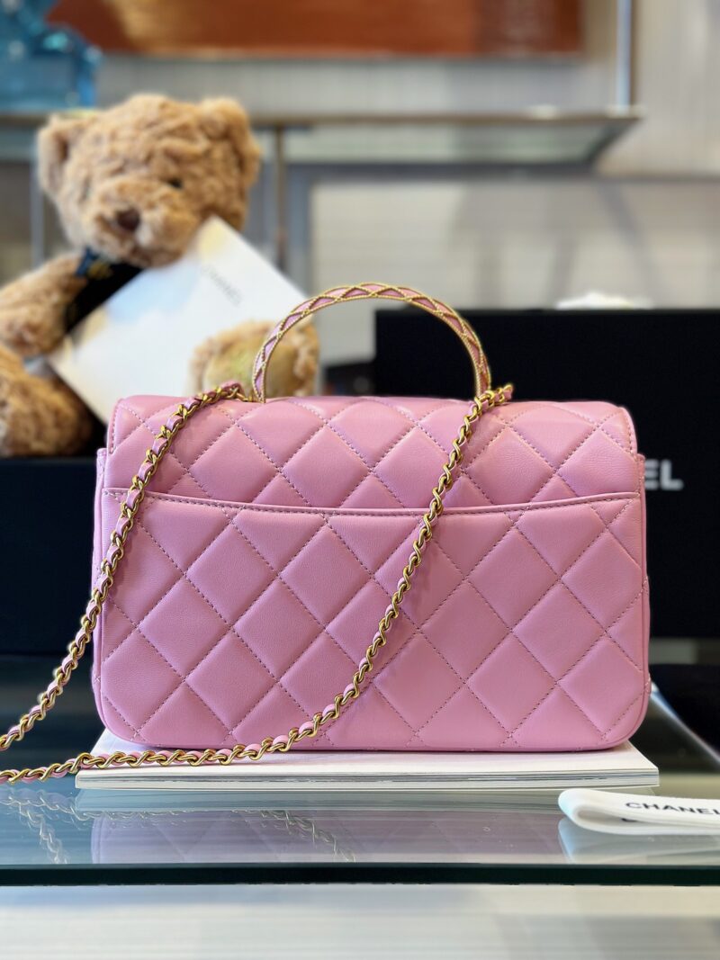 Chanel Coco Mini Handbags Pink With Lock Gold 22x21cm