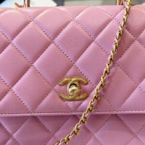 Chanel Coco Mini Handbags Pink With Lock Gold 22x21cm