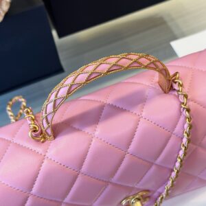 Chanel Coco Mini Handbags Pink With Lock Gold 22x21cm