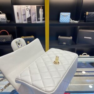 Chanel Handle Charm Like Auth Handbags Lock Gold Demi White 20x12cm