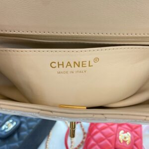 Chanel Handle Charm Like Auth Handbags Lock Gold Demi White 20x12cm