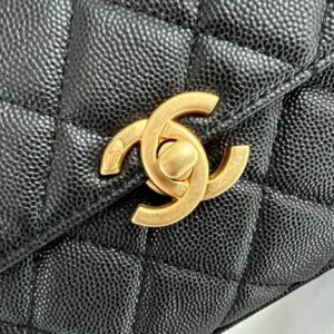 Chanel Handle Woman’s Handbags Demi Lock Gold With Leather 19cm