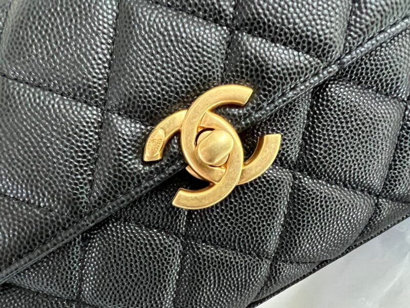 Chanel Handle Woman’s Handbags Demi Lock Gold With Leather 19cm