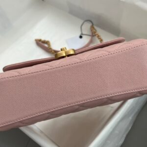 Chanel Handle Like Auth Purple With Lock Gold Handbags 19cm