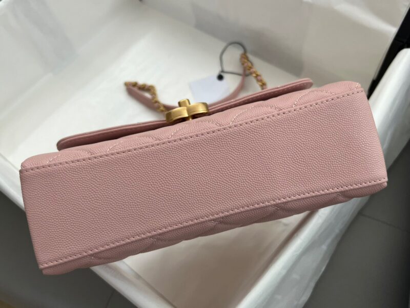 Chanel Handle Like Auth Purple With Lock Gold Handbags 19cm