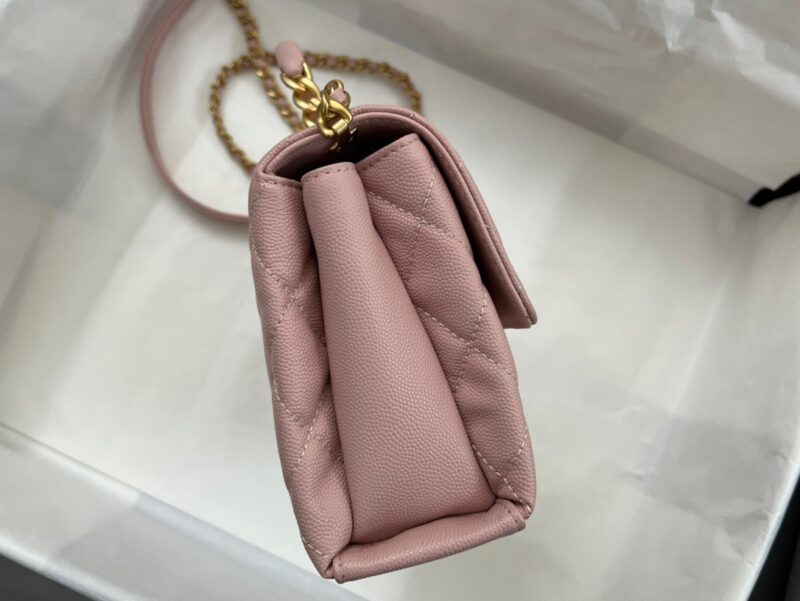 Chanel Handle Like Auth Purple With Lock Gold Handbags 19cm