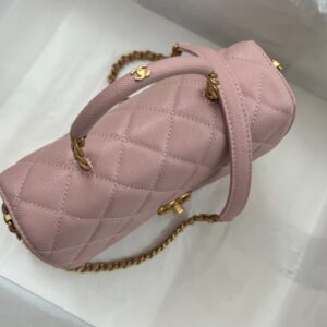 Chanel Handle Like Auth Purple With Lock Gold Handbags 19cm