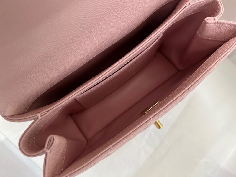 Chanel Handle Like Auth Purple With Lock Gold Handbags 19cm